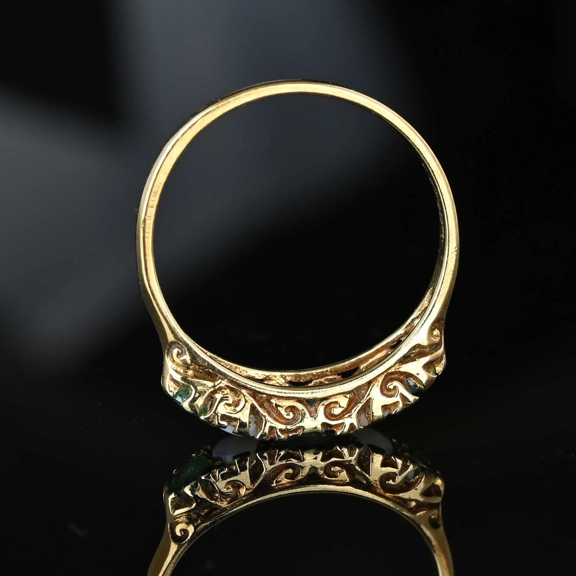 Vintage English Emerald Opal Five Stone Ring Band