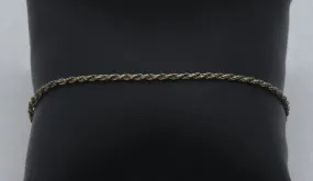 Vintage Italian Sterling Silver Rope Link Chain Anklet/Bracelet - 8.25"
