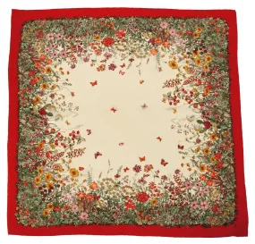 Vintage Mantero Silk Scarf Butterflies &amp; Flowers Made in Italy 34.5