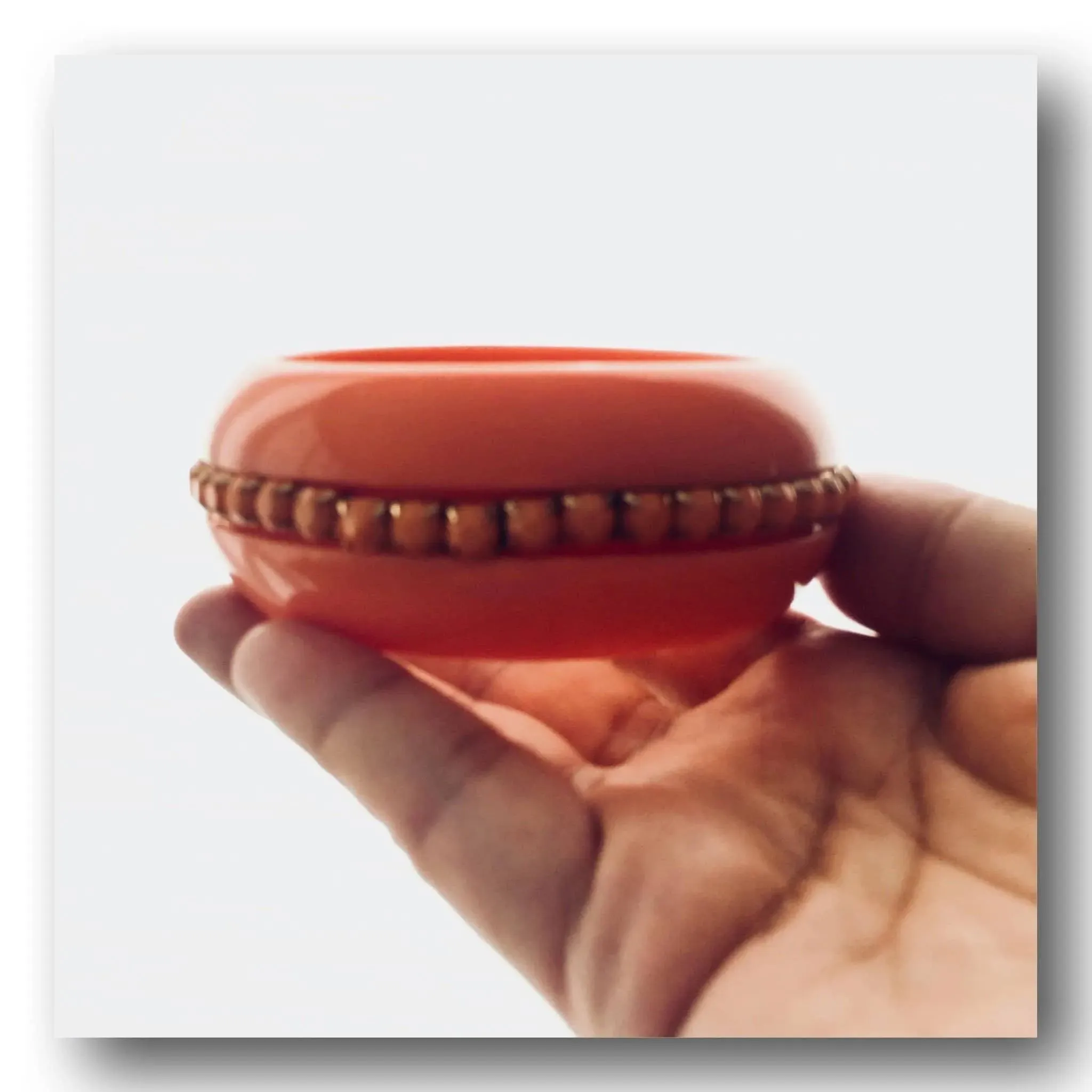 Vintage Resin Bangle Bead-Set Center Surround Striking Statement