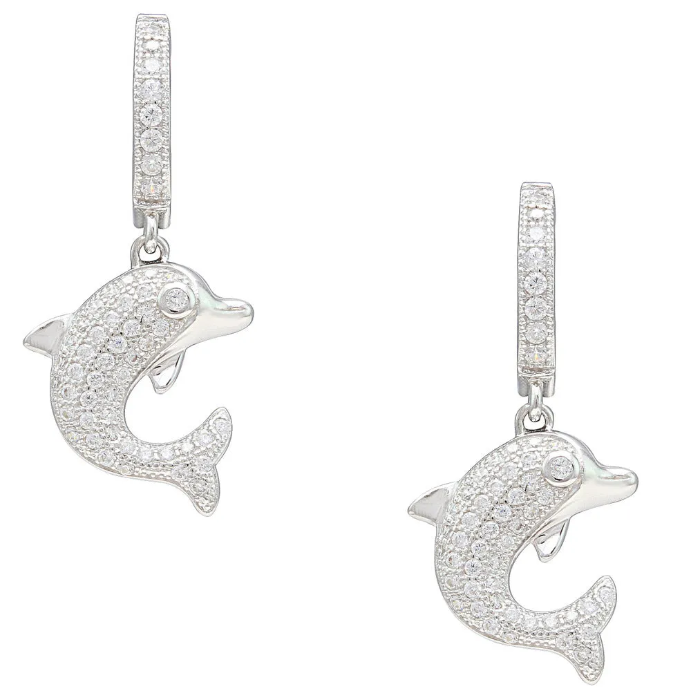 Vogue Solitaire Dolphin CZ Earrings IJ15CSSER041