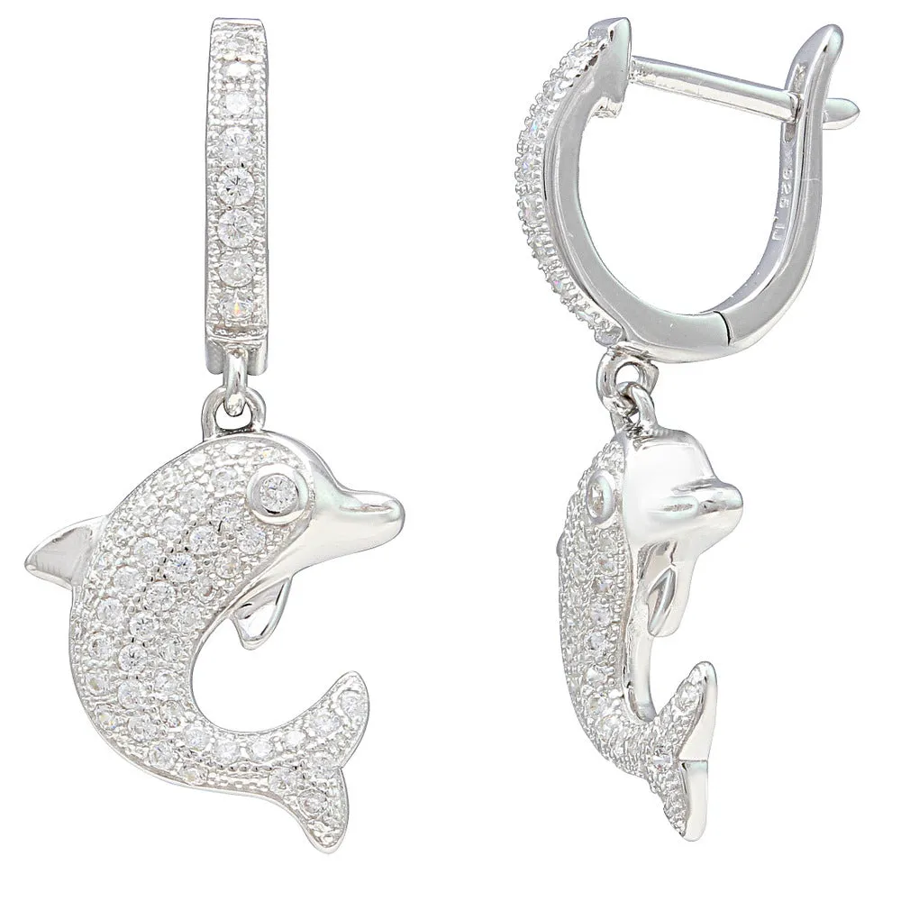Vogue Solitaire Dolphin CZ Earrings IJ15CSSER041