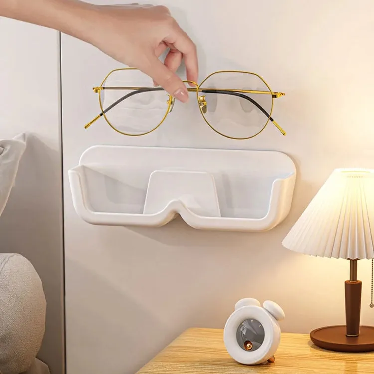 Wall-Mounted Adhesive Sunglasses Storage Shelf Eyeglasses Display Stand(Grey)