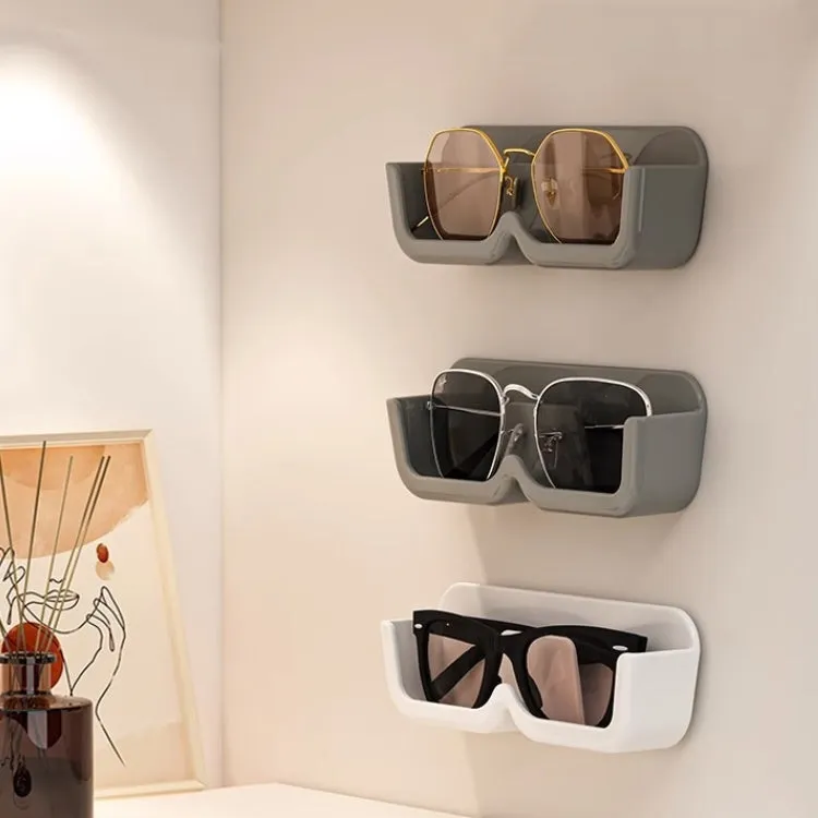 Wall-Mounted Adhesive Sunglasses Storage Shelf Eyeglasses Display Stand(Grey)