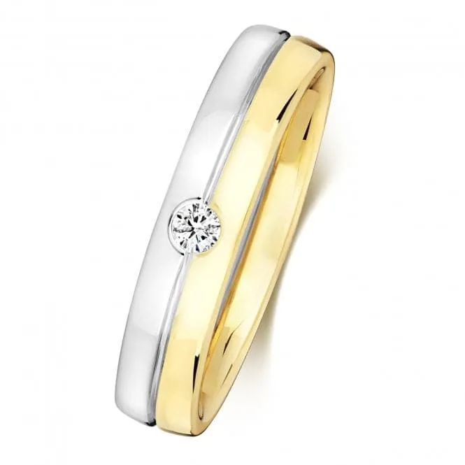 Wedding Band 9ct Diamond Wedding Two Tone Gents 5.0mm Ring RD723