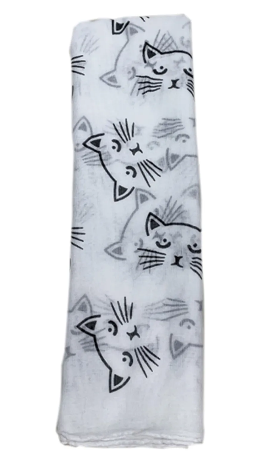 White Black Cat Face Scarf