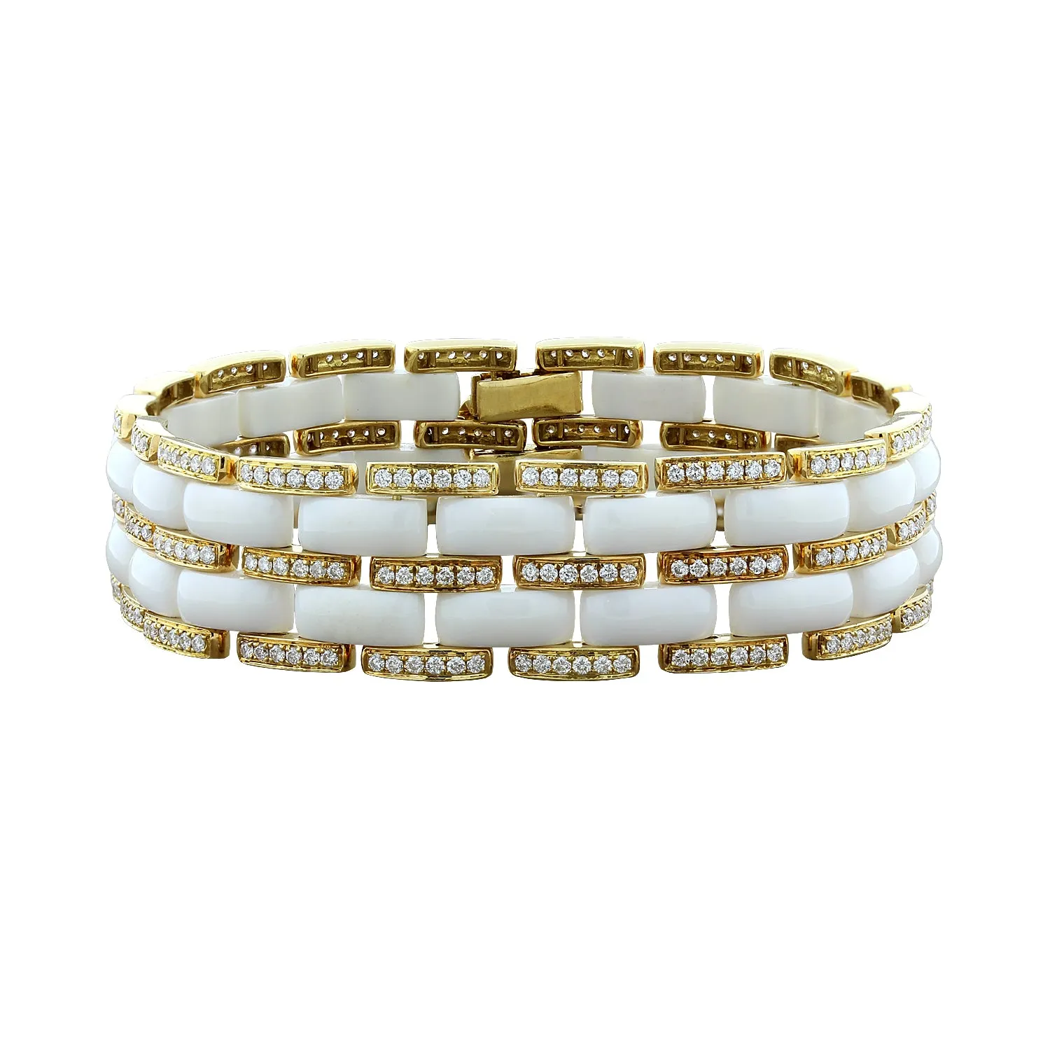 White Onyx Diamond Gold Bracelet