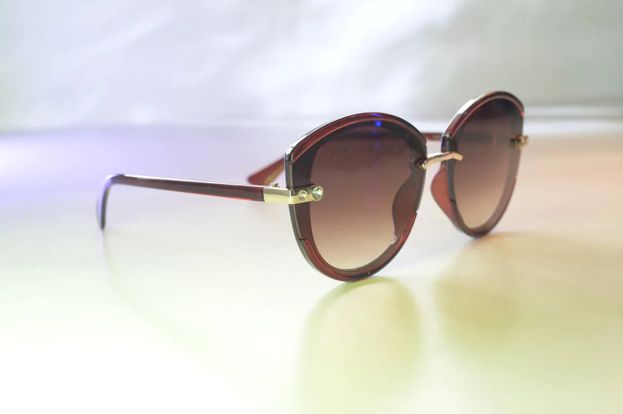 Women's Rhinestone Detail Round Sunglasses