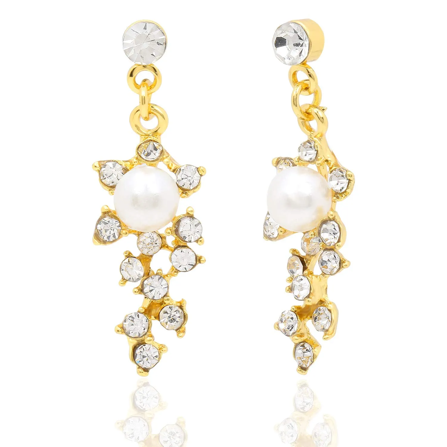 Yellow Chimes Latest Fashion Designer Crystal Pearl Gold Plated Pearl Necklace Set with Earrings Jewellery Set For Women & Girls