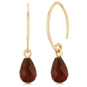 Yellow Gold Garnet Briolette Gemstone Earrings 01/1085-09
