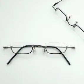Yujo Unisex Small Square Semi Rim Stainless Steel Reading Glasses Y037